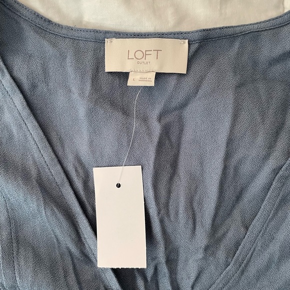 NWT Loft Blue Grey Slate Button Blouse - Picture 5 of 7
